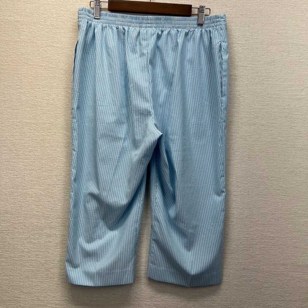 Alfred Dunner Striped Capri Pants Womens 12 Blue White Seersucker Pull On - Picture 9 of 9